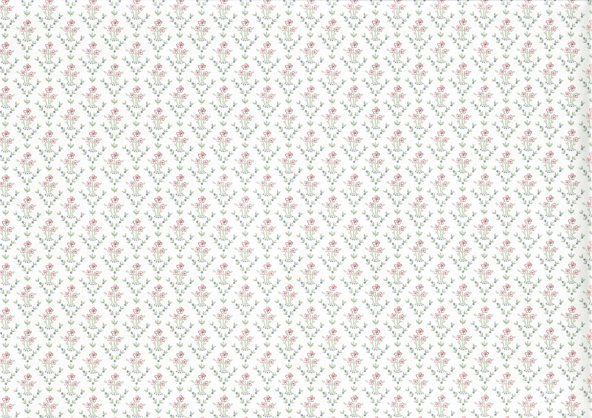 Dollhouse Wallpaper Dainty Daises 3 Sheets White Pink Green Blue