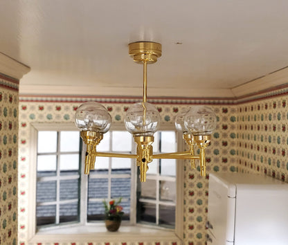 Dollhouse Chandelier Mid Century Modern 6 Arm Wand Battery 1:12 Scale