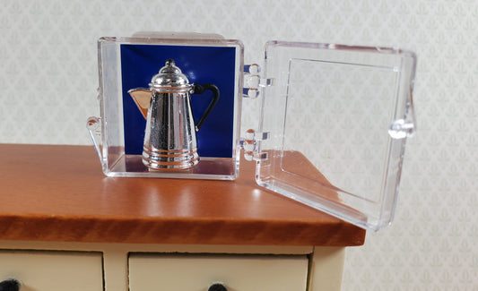 Dollhouse Retro Coffee Pot Tall Silver Chrysnbon Miniatures 1:12 Scale Kitchen