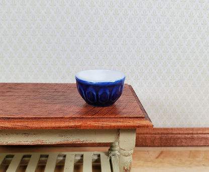 Dollhouse Mixing Bowl Large Ceramic with Pattern Blue 1:12 Scale Miniature