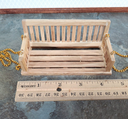 Dollhouse Porch Swing Bench Style Light Oak 1:12 Scale Miniature Furniture