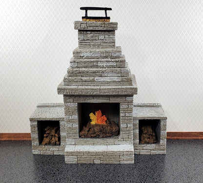 Miniature Fireplace Large Outdoor Modern "Stone" Style 1:12 Scale Dollhouse