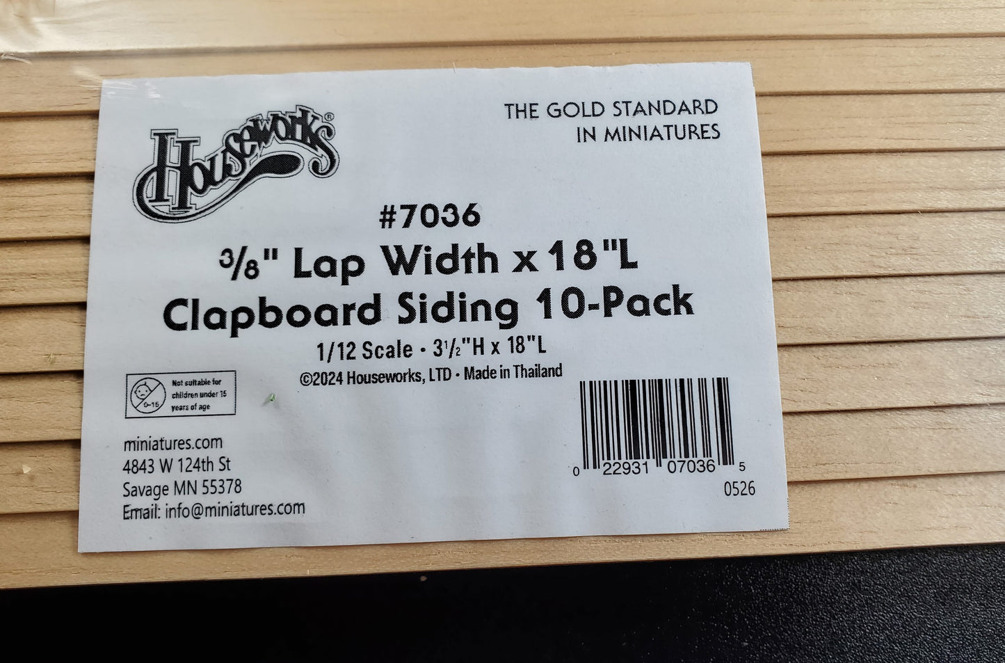 Dollhouse Clapboard Siding Panels 3/8" Lap Wood Paneling x10 Sheets 18" Long