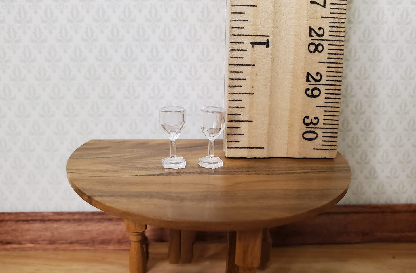 Dollhouse HALF SCALE Cut Stemware Wine Glasses Fancy x2 plastic 1:24
