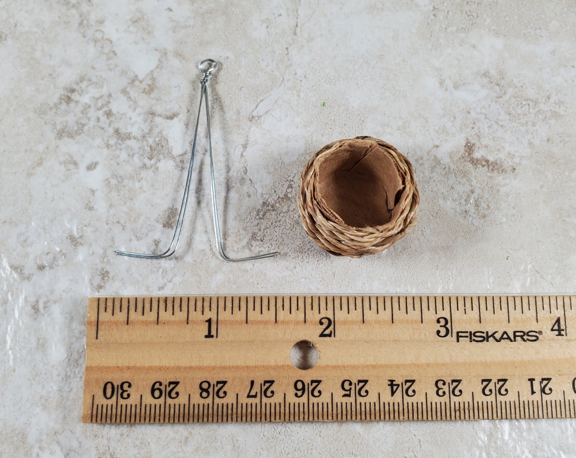 Dollhouse Hanging Woven Bird Basket 1:12 Scale Miniature Garden