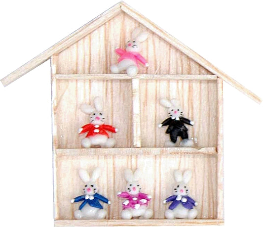 Dollhouse Rabbits in Suits in Shadow Box 1:12 Scale Miniature Decor Accessories