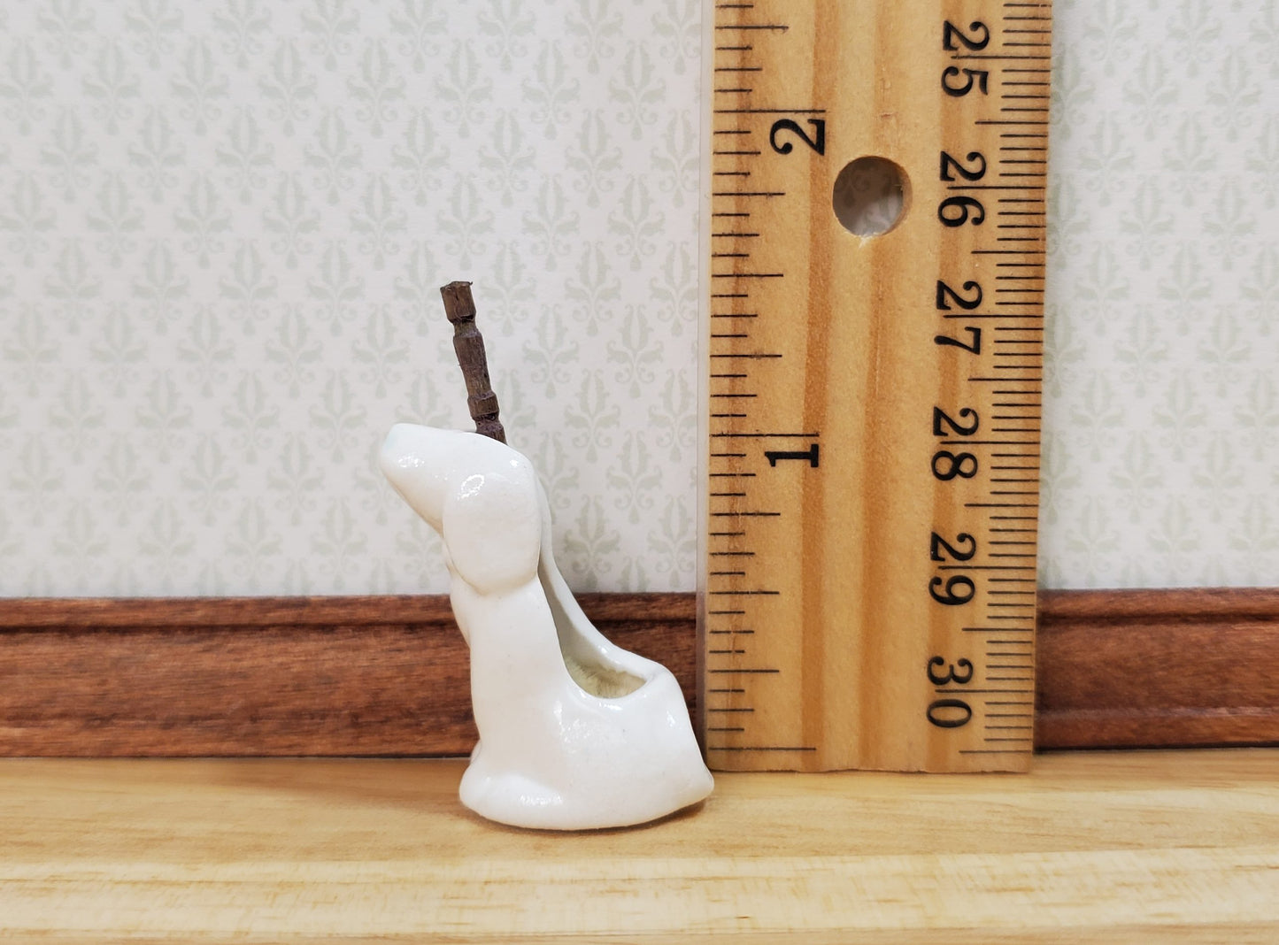 Dollhouse Dog Toilet Brush Holder Ceramic 1:12 Scale Bathroom Accessories