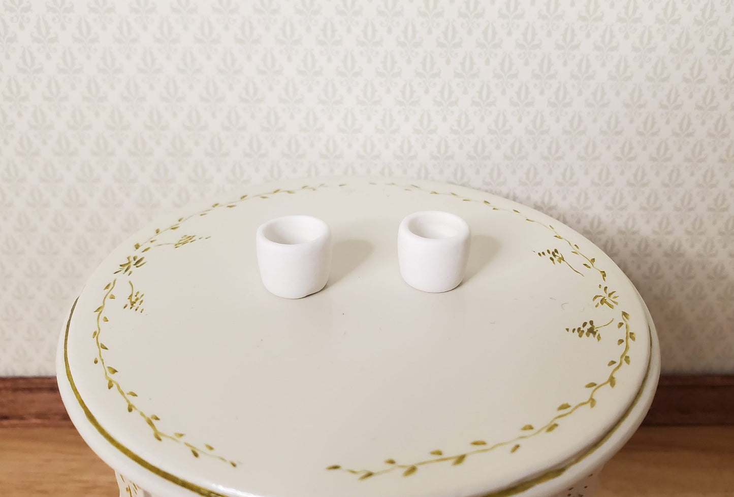 Dollhouse White Ceramic Cup Set of 2 1:12 Scale Miniature