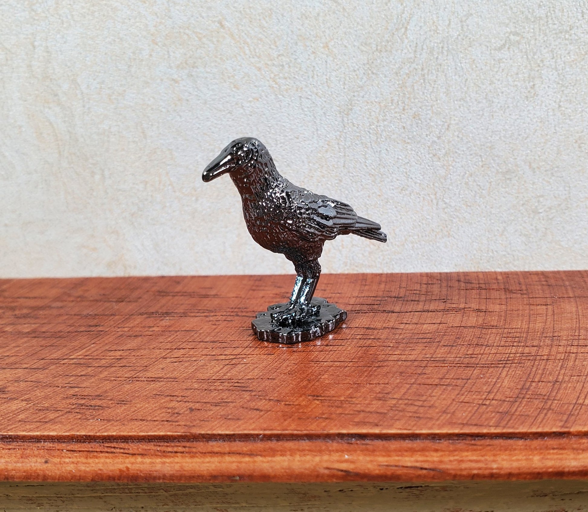 Miniature Raven Crow Bird Metal Decoration Statue Various Standing Poses