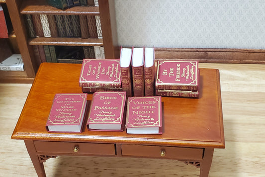 Dollhouse Book Set x10 Henry Wadsworth Longfellow 1:12 Scale (blank inside)
