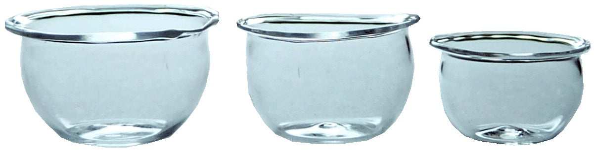 Dollhouse Clear Glass Nesting Bowls Set of 3 1:12 Scale Miniature Kitchen