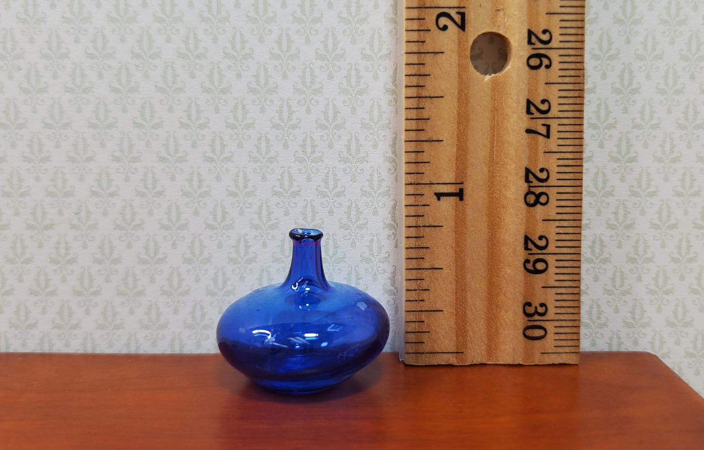 Dollhouse Carboy Demijohn Blue Glass Bottle Round 1:12 Scale some color flaw