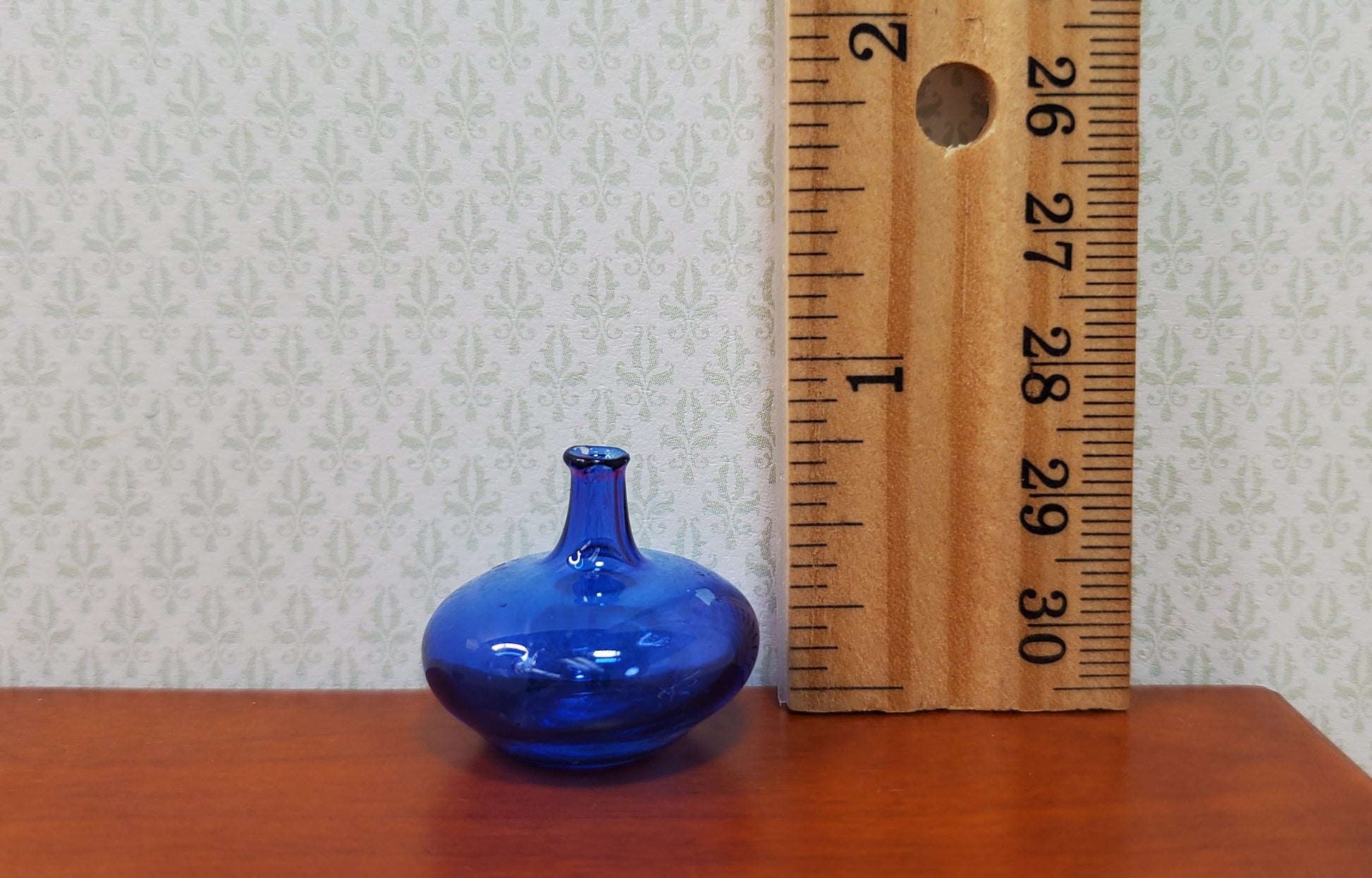 Dollhouse Carboy Demijohn Blue Glass Bottle Round 1:12 Scale some color flaw