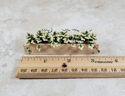 Dollhouse English Ivy in a 3.25" Wooden Window Box Planter 1:12 Scale Miniature
