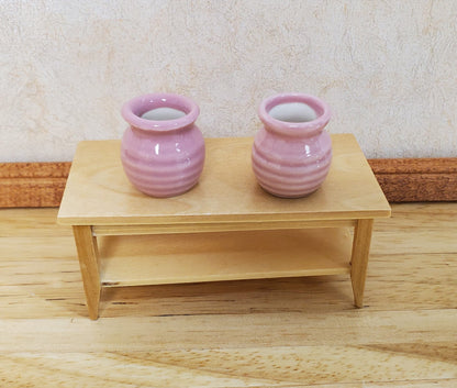 Dollhouse Vases Pink Ceramic Wide Mouth Set of 2 Pot Planter 1:12 Scale