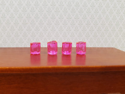 Dollhouse HALF SCALE Bright Pink Glass Cup x4 1:24 Miniature Glasses Kitchen