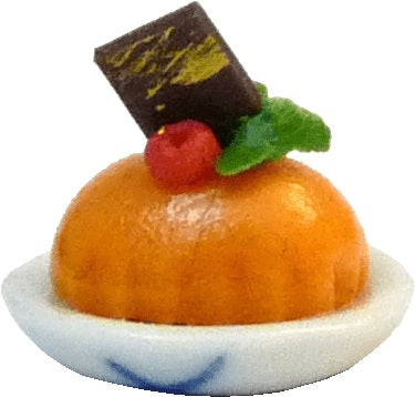 Dollhouse Pumpkin Panna Cotta with Chocolate Accent 1:12 Scale Miniature Dessert