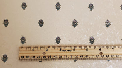 Dollhouse Wallpaper Royal Flower Beige 3 sheets 1:12 Scale Miniature