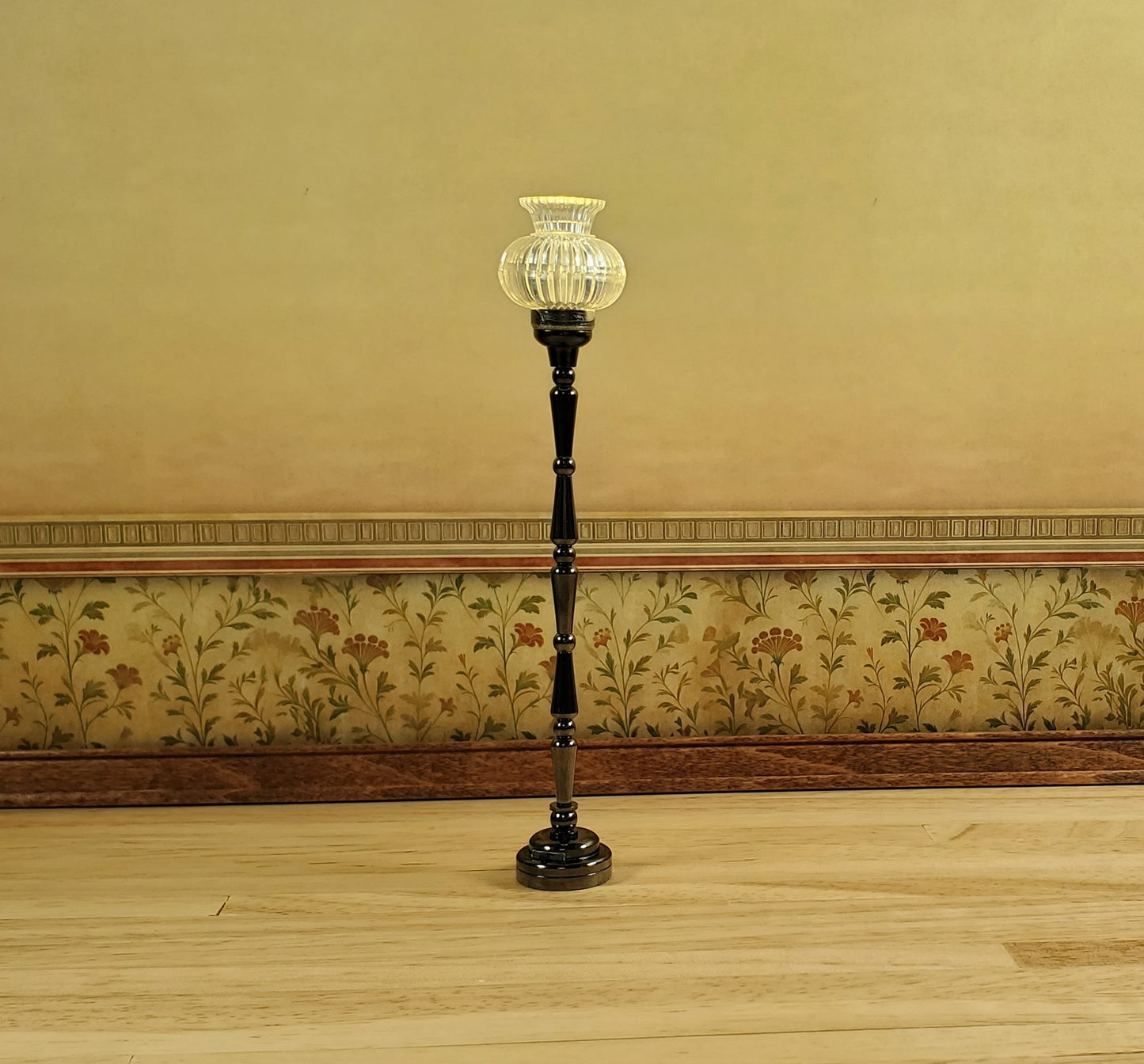 Dollhouse Tall Floor Lamp Battery Light Torchiere 1:12 Scale Miniature