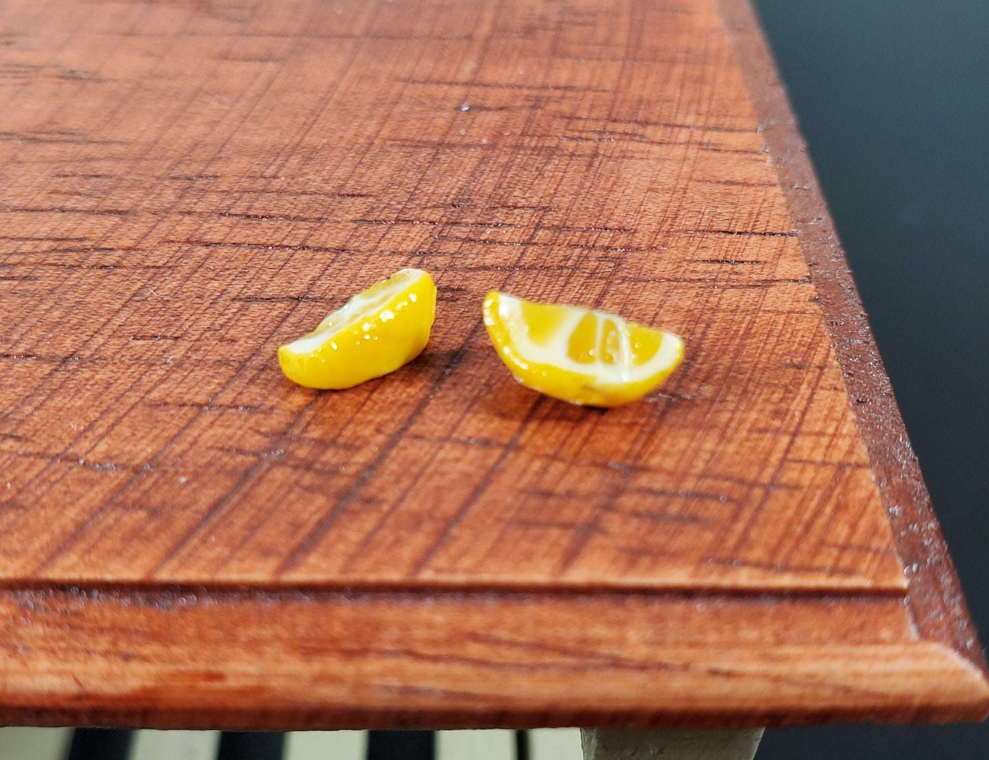 Dollhouse Lemon Wedges 2 Pieces 1:12 Scale Miniature Food Handmade