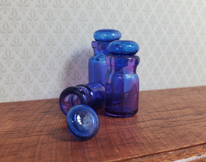 Dollhouse Round Glass Cannisters Blue/Purple Set of 3 1:12 Scale Miniature