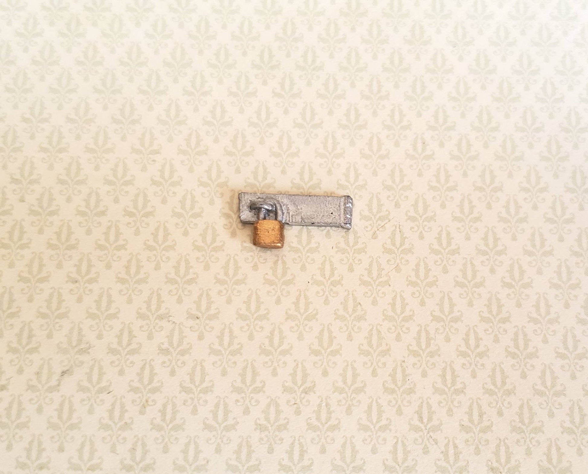 Dollhouse Miniature Padlock with Plate Hasp 1:12 Scale Metal