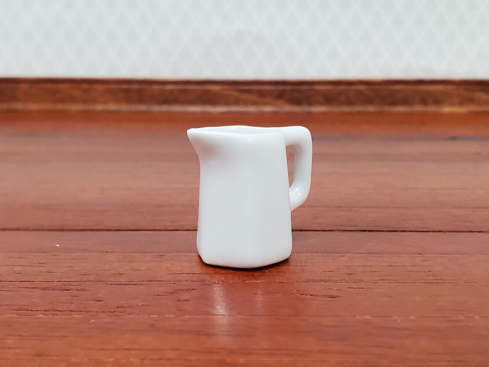 Dollhouse White Pitcher with Handle Ceramic 1:12 Scale Miniature Kitchen Dishes