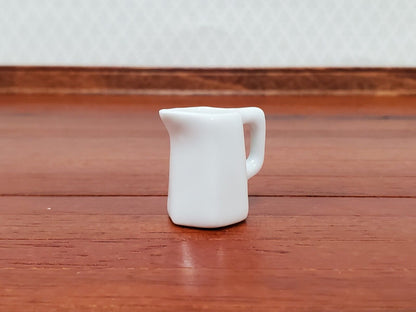 Dollhouse White Pitcher with Handle Ceramic 1:12 Scale Miniature Kitchen Dishes