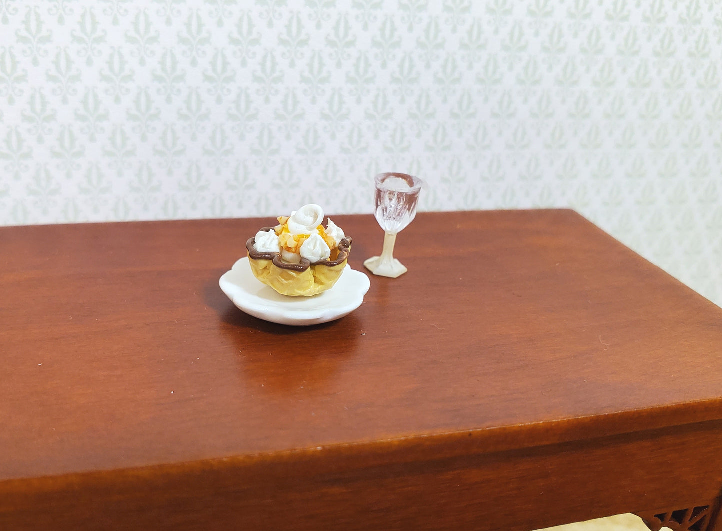 Dollhouse Ice Cream in Waffle Bowl 1:12 Scale Miniature Food Dessert Kitchen