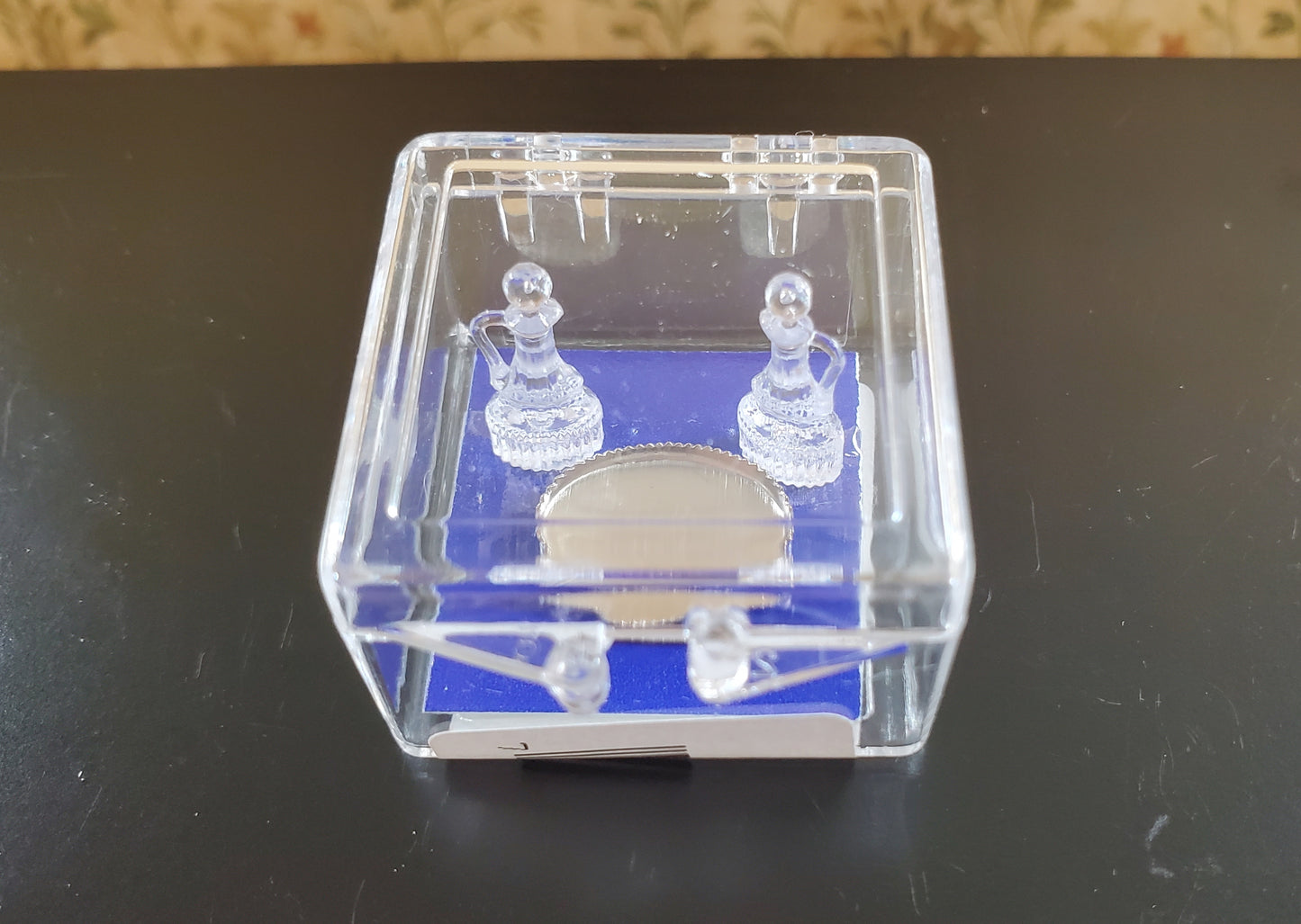 Dollhouse Oil & Vinegar Cruet Set on Silver Tray Chrysnbon 1:12 Scale Miniature