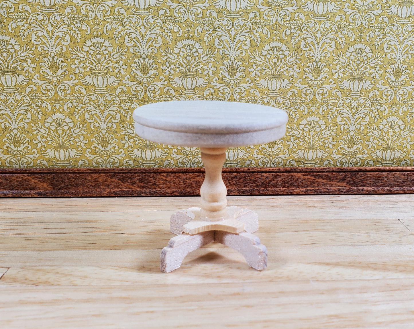 Dollhouse Round Side Table Unvarnished Wood 1:12 Scale Miniature Furniture