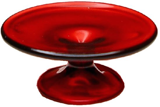 Dollhouse Red Glass Cake Plate Platter Large 1:12 Scale Miniature Kitchen
