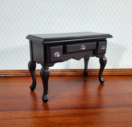 Dollhouse Miniature Vanity Desk with Drawers Wood Black Finish 1:12 Scale Furniture