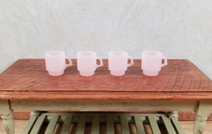 Dollhouse 1:6 Scale Coffee Mugs Set of 4 Pale Pink Plastic Fashion Doll Size