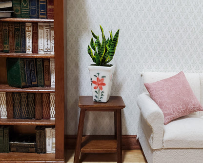 Dollhouse Snake Plant in a Large White Square Planter Pot 1:12 Scale Miniature