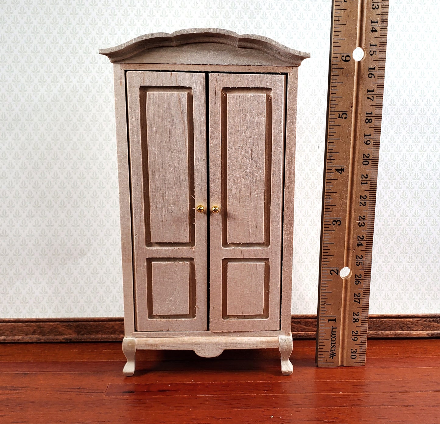 Dollhouse Wardrobe Tall Armoire Closet Furniture 1:12 Scale Unpainted