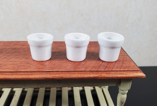 Dollhouse White Ceramic Pots Set of 3 1:12 Scale Miniature