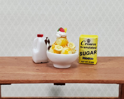 Dollhouse Ice Cream Sundae with Fruit Bananas LARGE Miniature Dessert Food