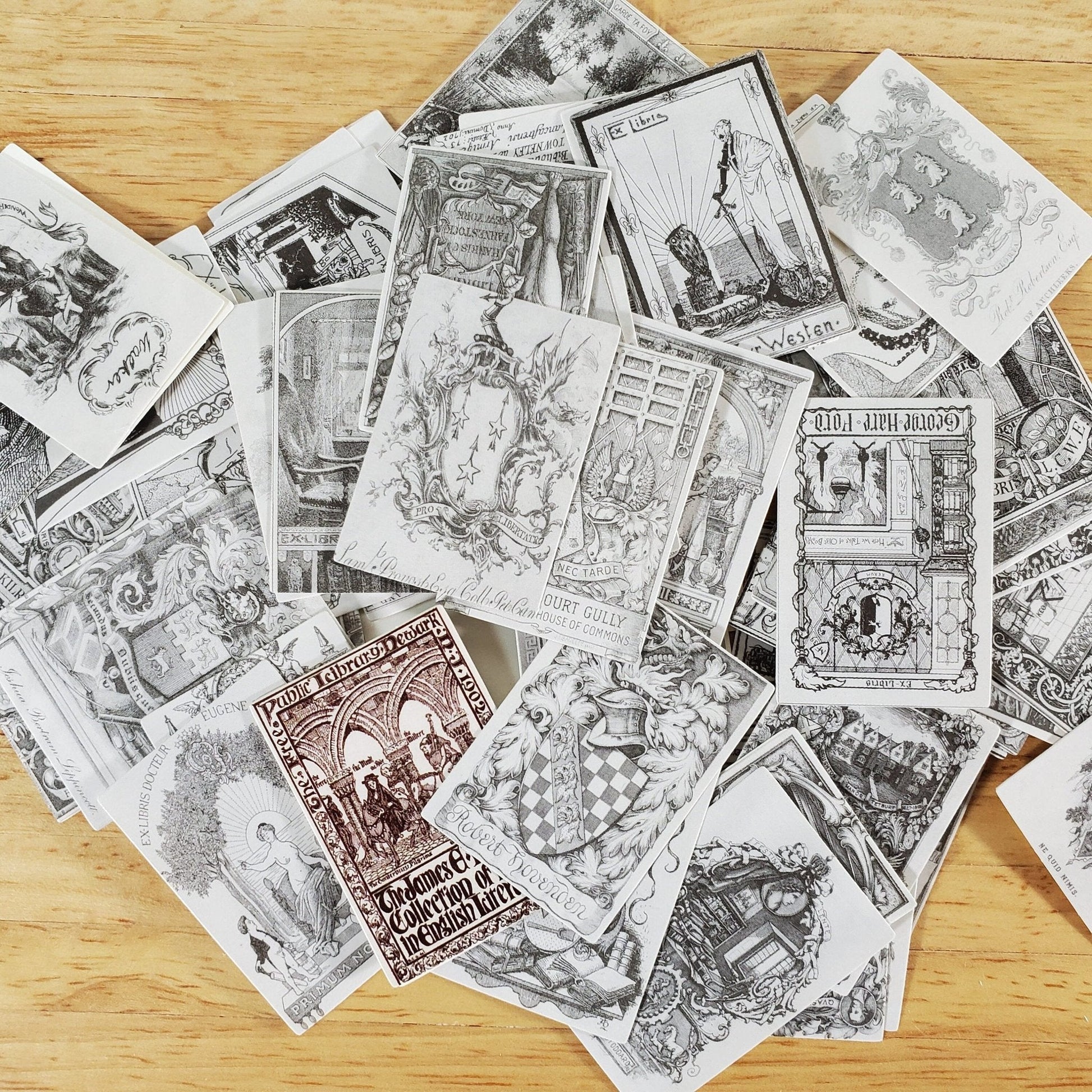 100 Mini 19th Early 20th Century Book Plates Vintage Pictures Scrapbooking Stamping - Miniature Crush