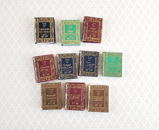 Dollhouse Miniature Book Set x10 Artists 1:12 Scale Books (blank inside)