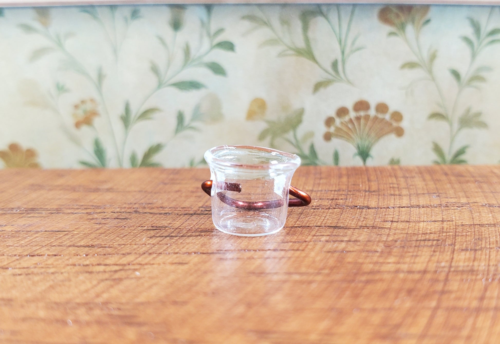 Dollhouse Small Glass Bucket with Handle 1:12 Scale Miniature Kitchen