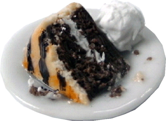 Dollhouse Chocolate Tiger Cake ala Mode 1:12 Scale Miniature Dessert Food Bakery