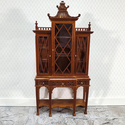 JBM Dollhouse Breakfront Display Cabinet Chippendale Style 1:12 Scale Furniture
