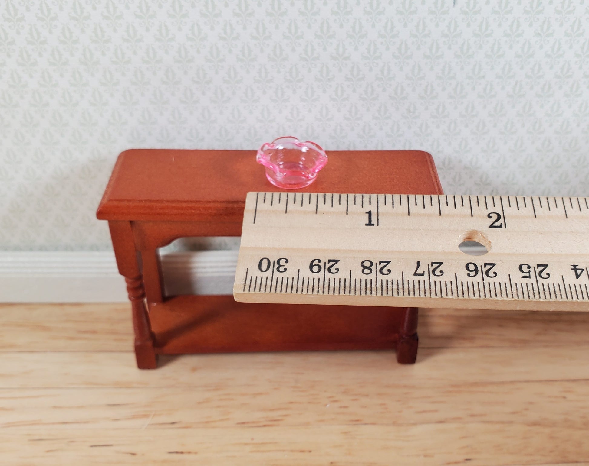 Dollhouse Pink Glass Candy Dish or Serving Bowl 1:12 Scale Miniature