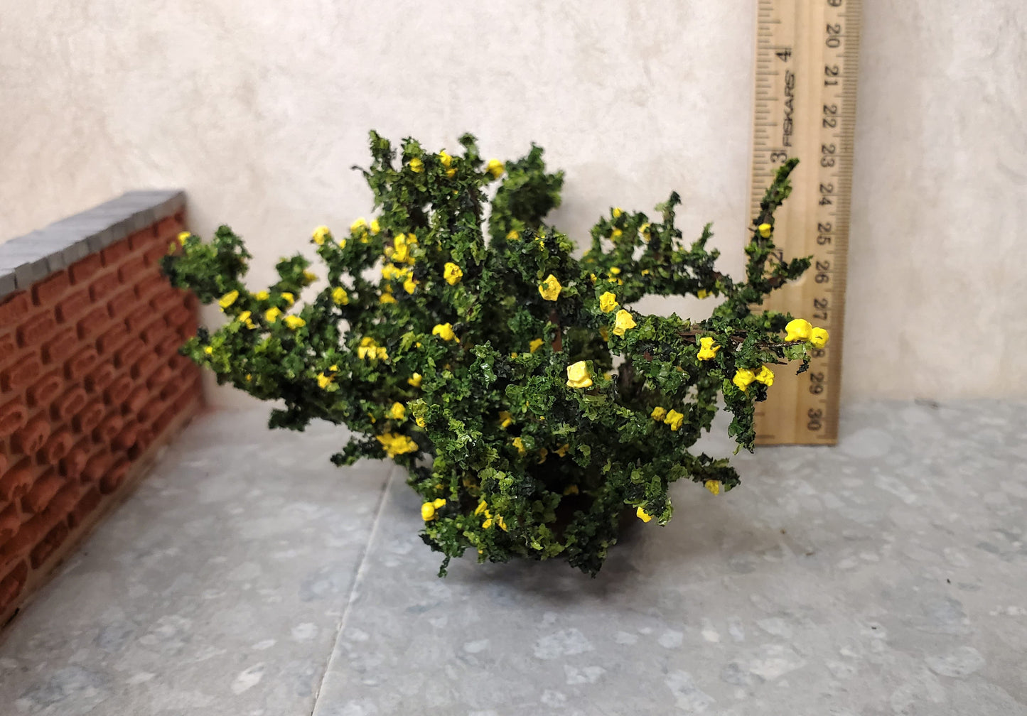 Dollhouse Rose Bush Yellow Large Flowering Shrub 1:12 Scale Miniature