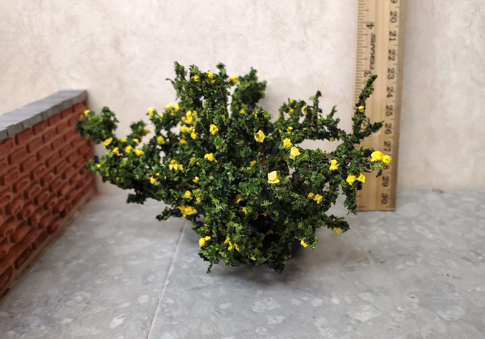 Dollhouse Rose Bush Yellow Large Flowering Shrub 1:12 Scale Miniature