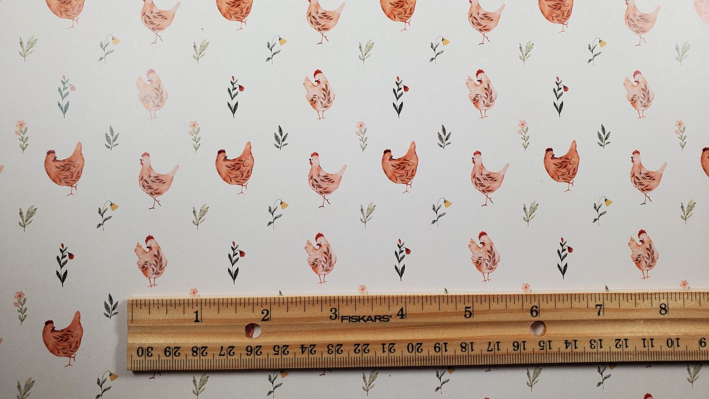 Dollhouse Kitchen Wallpaper 3 Sheet Peachy Chickens 1:12 Country Spring