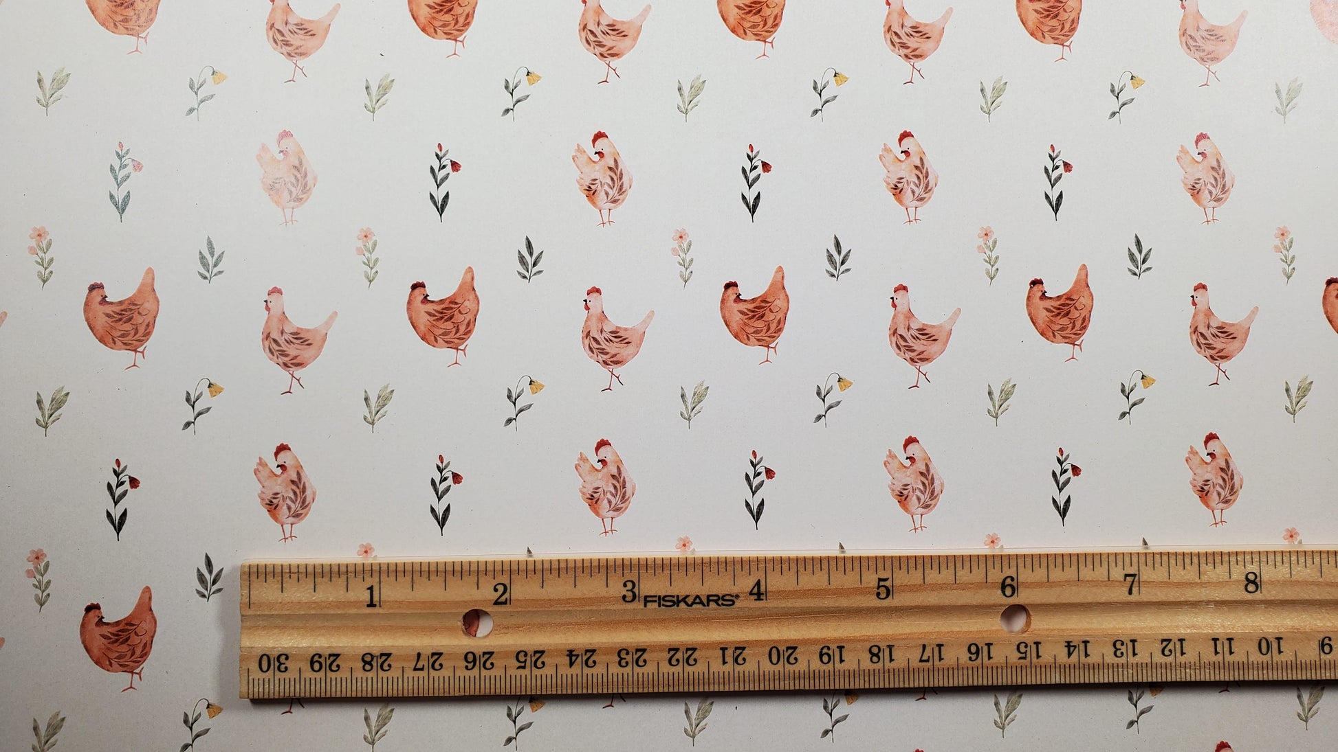 Dollhouse Kitchen Wallpaper 3 Sheet Peachy Chickens 1:12 Country Spring