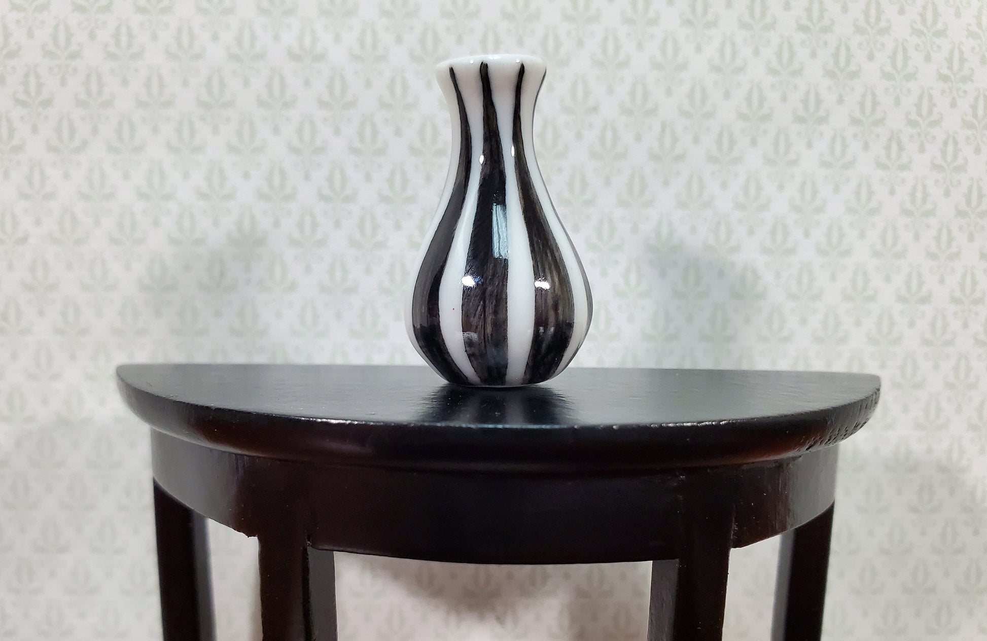 Dollhouse Black & White Vase Ceramic LARGE Modern Use in 1:12 or 1/6 Scale