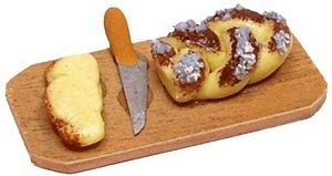 Dollhouse Braided Bread on a Cutting Board 1:12 Scale Miniature Food Kitchen